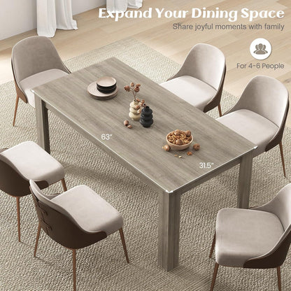 Giantex Large Farmhouse Dining Table - 63" L x 31.5" W x 30" H, 330LBS Capacity, Center Table for Living Room, Home Office, Kitchen, Dinette, Dinner, Oak