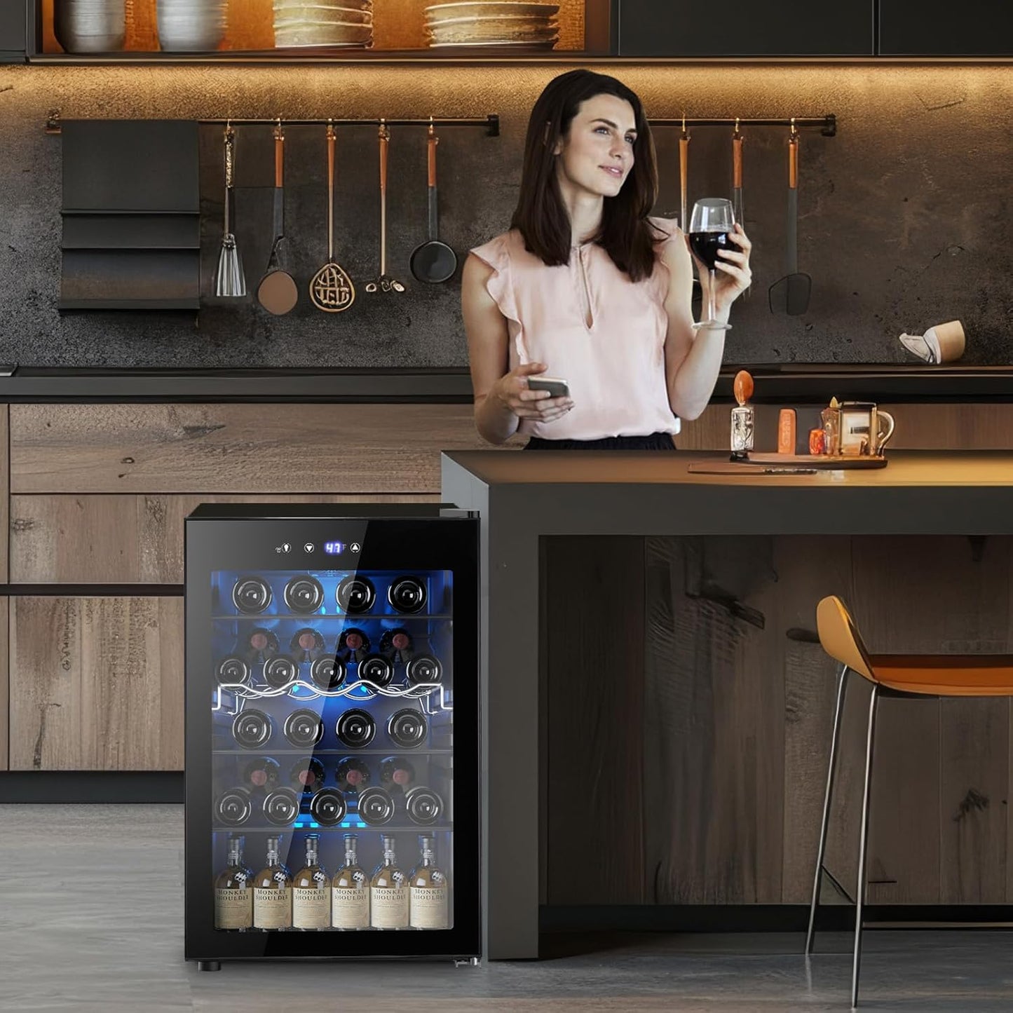 Electactic 37 Bottle Wine Fridge,Freestanding 145 Can Beverage Refrigerator with Smart Temperature Control .4.5 CU FT Quiet Mini Fridge with Child Lock Panel for Family Restaurant Bar, Black