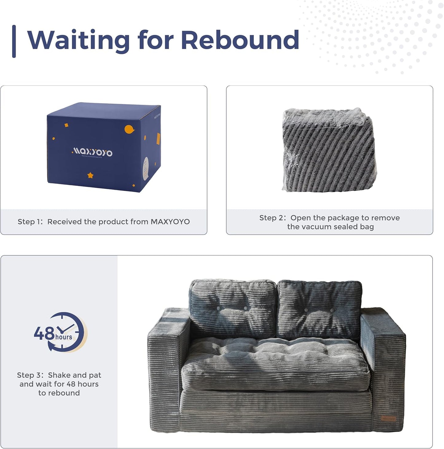MAXYOYO Convertible Sofa Bed, Pull Out Loveseat Sleeper Sofa, 2 in 1 Folding Couch Bed