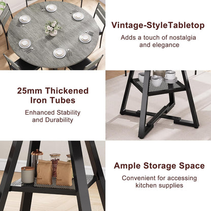 Jocoevol 51" Round Dining Table for 6,Kitchen Dining Room Circle Dinner Pedestal Table,Space Saving Wood Kitchen & Dining Room Furniture (Grey, 51In)