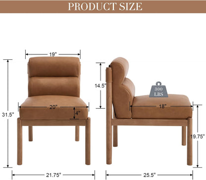CIMOTA Modern Upholstered Dining Chairs Set of 6, Faux Leather Kitchen & Dining Room Chairs Boucle Armless Side Chairs with Curved Backrest/Solid Wood Legs, PU Brown