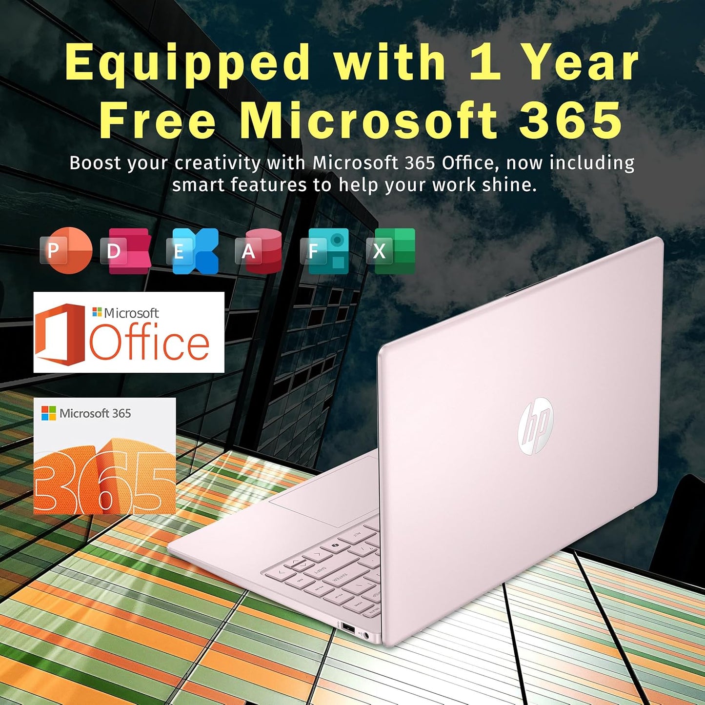 HP Stream 14" HD Laptop, Intel Processor N150, 16GB RAM, 416GB Storage (128GB UFS+288GB Docking Station Set), Intel Graphics, 1 Year Office 365, Copilot, Wi-Fi, HD Camera, Windows 11, Pink
