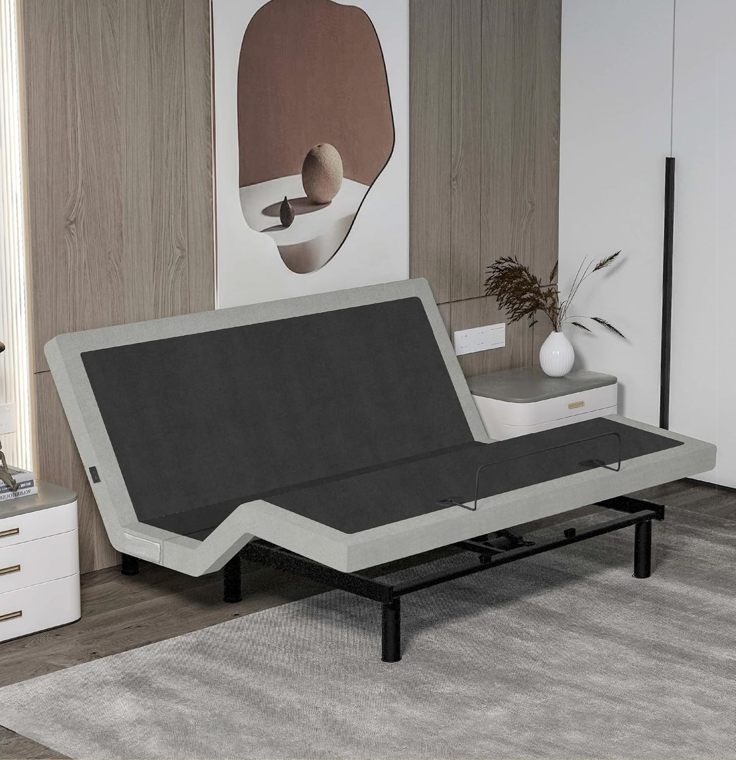 Irvine Home Collection King Adjustable Bed Base - Dual Massage - USB Ports - Zero Gravity - Underbed Light - Wireless Remote - Zero Clearance - Anti Snore - Memory Positions