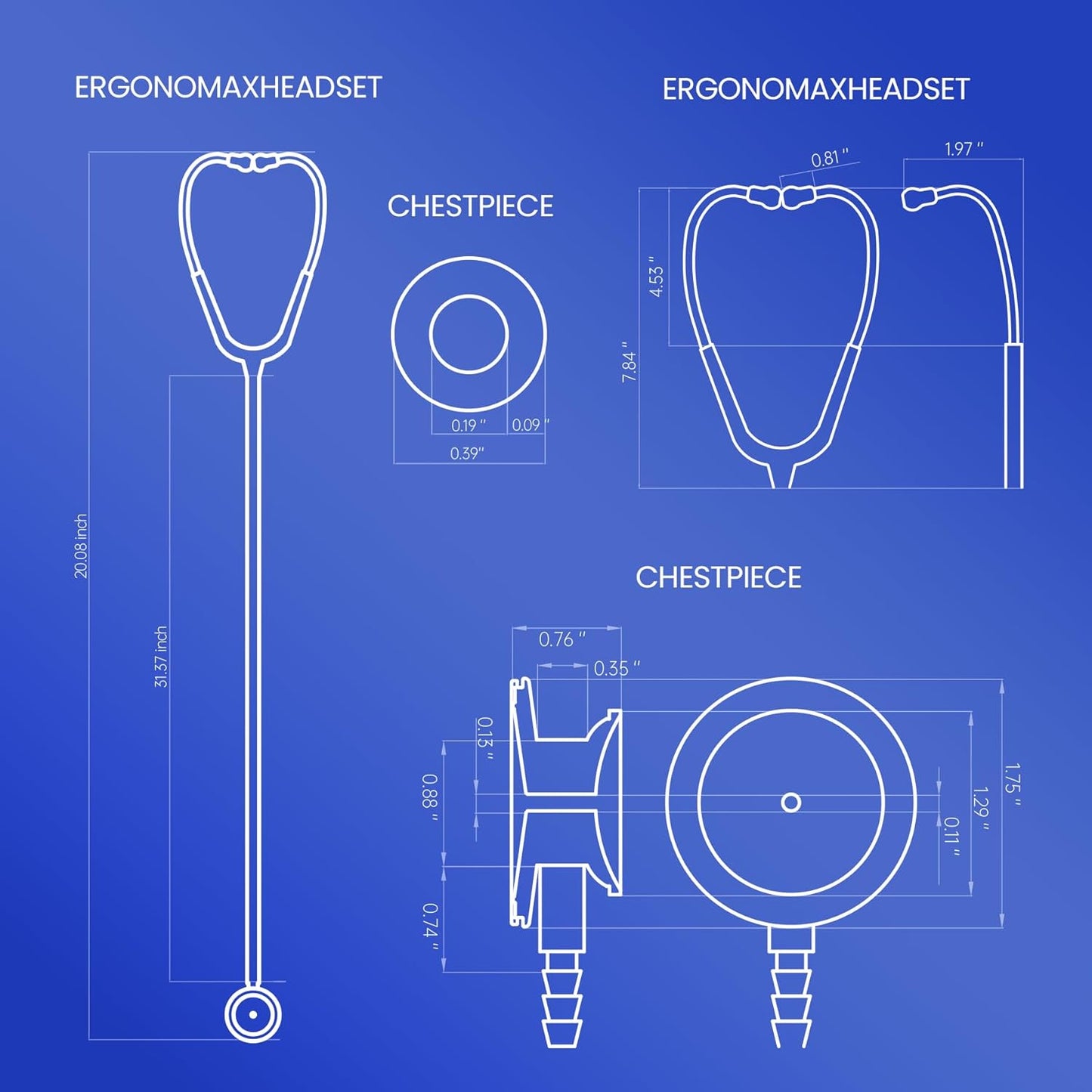 Stainless Steel Stethoscope, Dual-Frequency Diaphragm, Bell & Diaphragm & Pediatric Diaphragm, Noise-Reducing Silicone Ear Tips, Ideal for Doctors, Nurses, Students Use