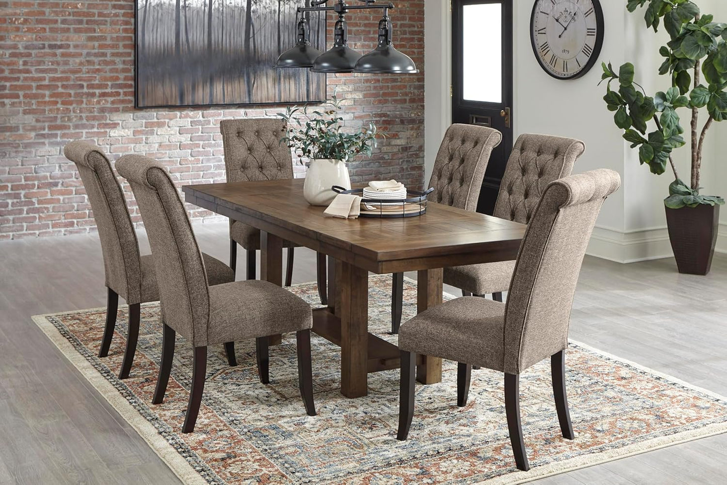 Signature Design by Ashley Moriville Rectangular Dining Extension Table, 2 Extension Leaves, Seats 8, 36" W x 86" D x 30.13" H, Wood & Acacia Veneer, Brown