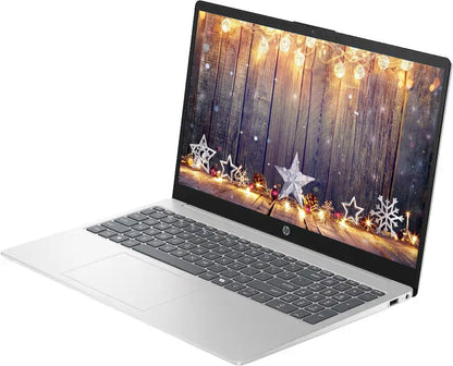 HP 15.6" Business Laptop with Microsoft Office 365 with Copliot AI, 16GB RAM 128GB SSD, Quad-Cores Intel Processor, Windows 11, PLUSERA Earphones, Natural Silver
