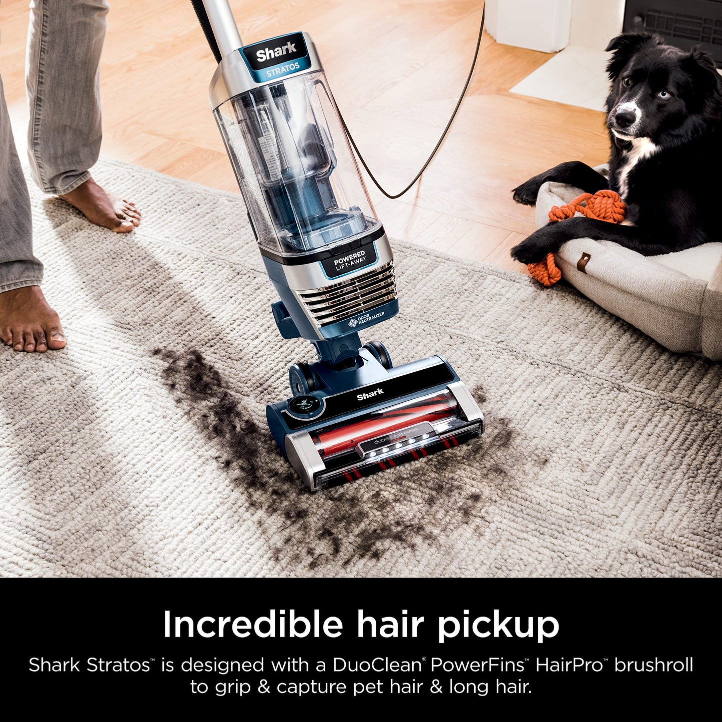 SHARK Upright Vacuum Stratos with DuoClean PowerFins Navy