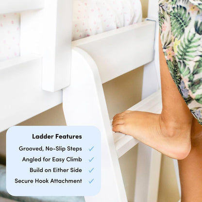 Max & Lily Bunk Bed Twin Over Full Size with Ladder, Solid Wood Platform Bed Frame with Ladder for Kids, 14" Safety Guardrails, Easy Assembly, No Box Spring Needed, White