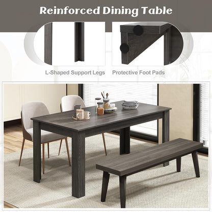 Giantex Dining Table, 63" L x 31.5" W x 30" H Large Farmhouse Center Table with 330LBS Capacity, Kitchen Table for Living Room, Home Office, Dinette, Dinner, Dining Room, Restaurant, Grey