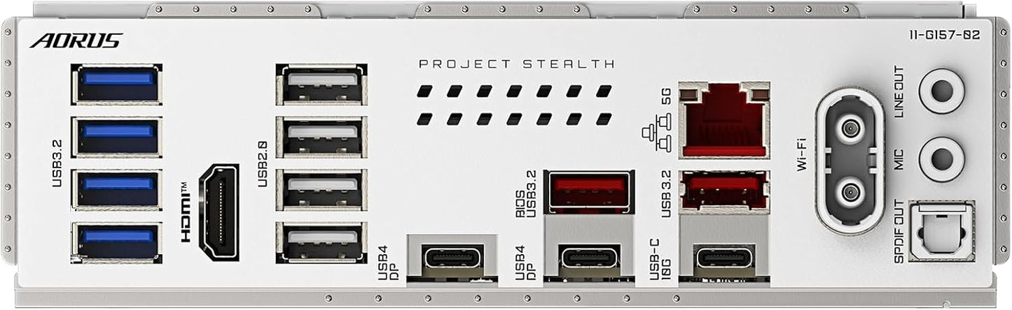 GIGABYTE X870 AORUS Stealth ICE Reverse-Connect ATX Motherboard, Support AMD Socket AM5 Processors, DDR5, 16+2+2 Power Phase, 4X M.2, PCIe 5.0, USB4, WIFI7, 5GbE, PCIe EZ-Latch Plus, 5 Year Warranty