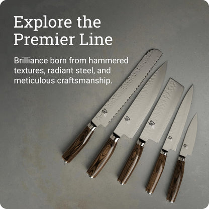 Shun Premier 8" Chef's Knife, Handcrafted Japanese Kitchen Knife for Professional and Home Chefs, VG-MAX Core with Damascus Stainless Steel Cladding, Pakkawood Handle