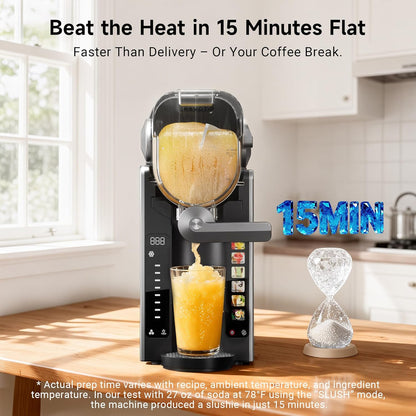 Slushie Machine for Home, 88 oz Slushy Machine, No Ice Needed Frozen Drink Maker with 6 Presets, Quiet, Auto-Clean, LED Display, Black, Perfect for Margaritas, Frappés, Milkshakes and More