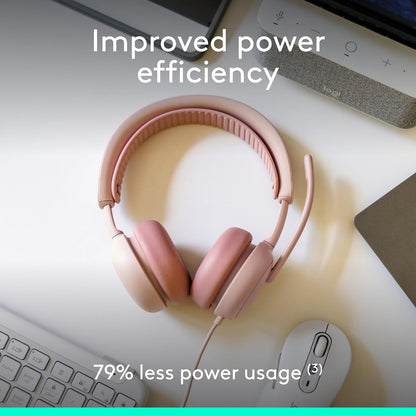 Logitech Zone Wired 2 - Noise-Canceling Headset with Adaptive Hybrid ANC, USB-C with USB-A Adapter - Rose