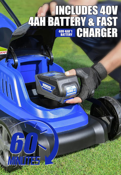 Wild Badger Power 40V 18″ Cordless Lawn Mower Brushless , 5,445 sq ft/0.125 ac, 1×4.0Ah Battery & Fast Charger, 5-Position Height ,for Small-to-Medium Lawns