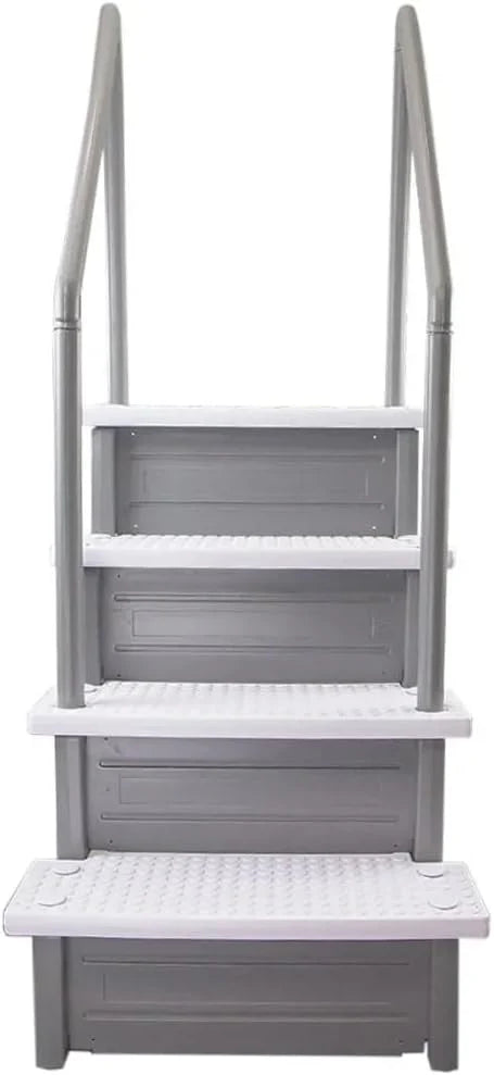 Select Anti-Slip in-Pool Steps | Gray | for Above Ground Swimming Pools | Can Mount to Decks 48" to 54" H | Safety Stairs Capacity Up to 300 lbs