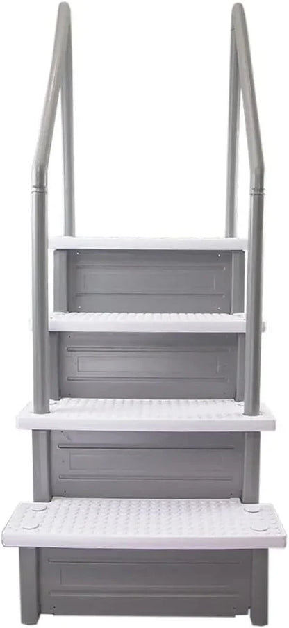 Select Anti-Slip in-Pool Steps | Gray | for Above Ground Swimming Pools | Can Mount to Decks 48" to 54" H | Safety Stairs Capacity Up to 300 lbs