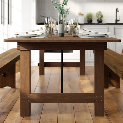 Flash Furniture Hercules Series 9' x 40" Rustic Solid Pine Folding Dining Table, Rectangular Antique Farmhouse Dining and Event Extension Table
