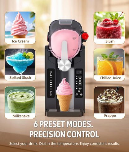 BKPPM Slushie Machine: No Ice Needed Slushy Machine for Home, 6 Preset, Real-Time Temp Display, Auto-Clean | Frozen Margaritas, Cocktails, Frappés, Ice Cream, Smoothies, Milkshakes,Summer Parties