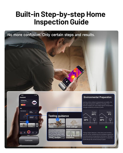 TOPDON TC002C Duo Thermal Camera, Compatible with Any USB-C iPhone, iPad & Android Device, 512 x 384 Super Resolution, 256 x 192 IR Resolution Thermal Imager, -4°F~1022°F Temp Range -Grey