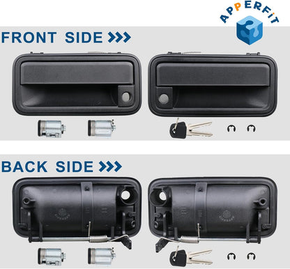 APPERFiT All Metal Exterior Door Handles w/Key Lock Cylinders Compatible with 1995-2000 Chevrolet Chevy/GMC C1500 C2500 C3500 K1500 K2500 K3500 Suburban Tahoe Yukon 15742229 15742230
