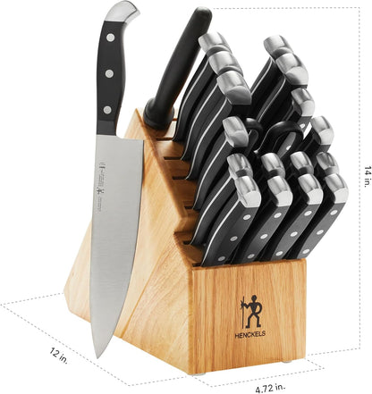 HENCKELS Statement Razor-Sharp 20-Piece Knife Set with Block, Chef Knife, Bread Knife, German Engineered Knife Informed by over 100 Years of Mastery, Natural