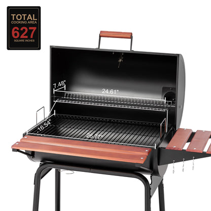 ROYAL GOURMET CC1830V Charcoal Grill with Wood Side Table - 627 sq in