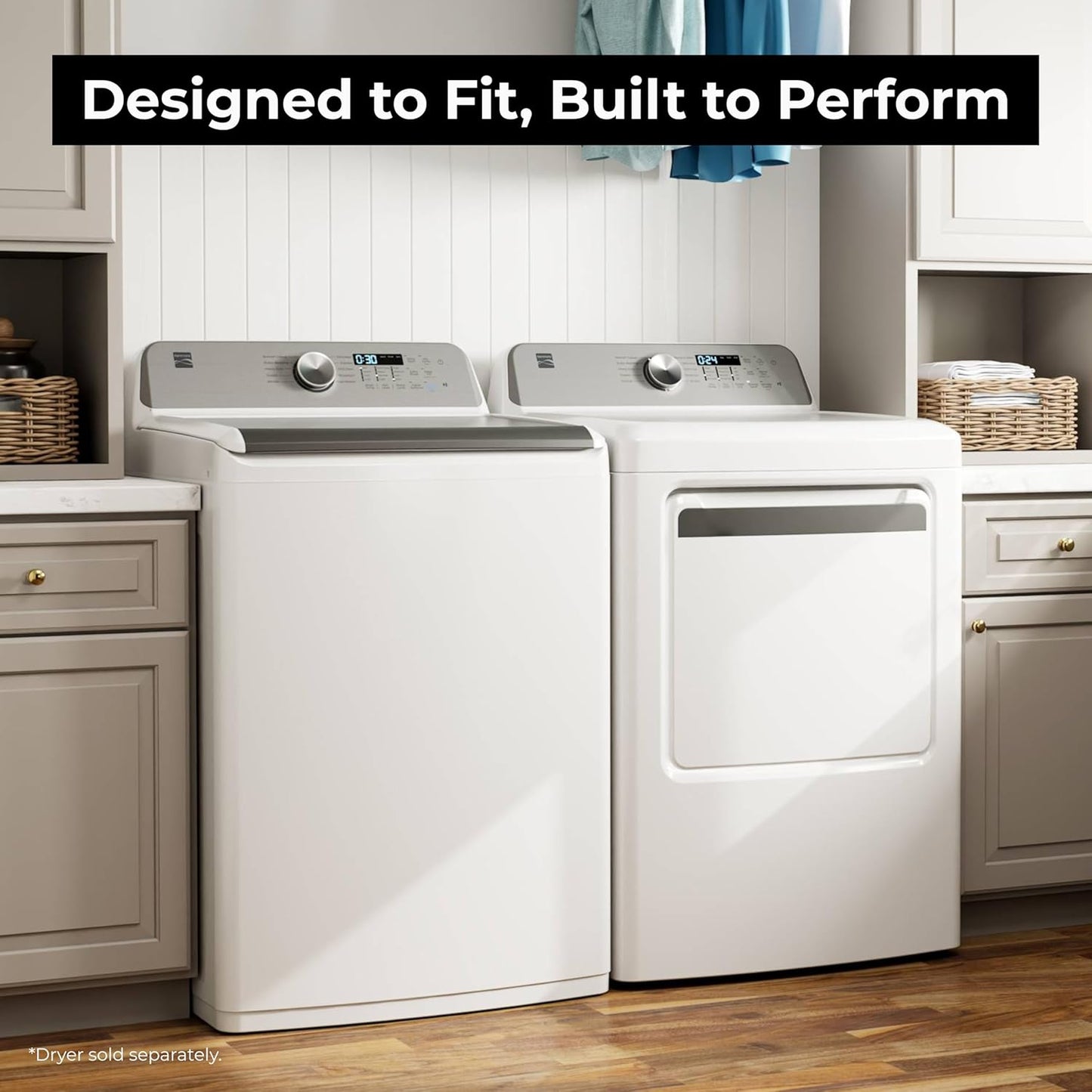 Kenmore 4.4 cu. ft. Top Load Washer with Triple Action Agitator for Tough Dirt & Stains - Reduce Laundry Time with Accela Wash & Express Wash - LED - White