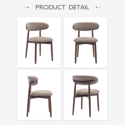 COLAMY Wooden Dining Chairs Set of 4, Modern Fabric Upholstered Dining Room Chair, Farmhouse Kitchen Chairs with Foot Pegs, Camel