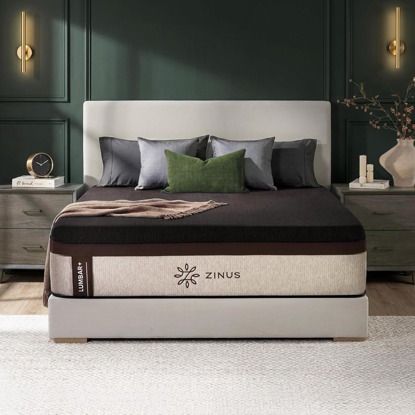 Zinus Lumbar+ Premium Memory Foam Mattress – 14 Inch, King, Lumbar Support, Targeted Pressure Relief, Cooling Gel & Green Tea, Fiberglass Free, Medium Firm, CertiPUR-US & OEKO-TEX Certified
