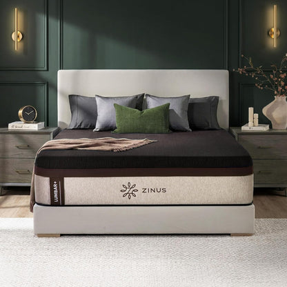 Zinus Lumbar+ Premium Memory Foam Mattress – 14 Inch, King, Lumbar Support, Targeted Pressure Relief, Cooling Gel & Green Tea, Fiberglass Free, Medium Firm, CertiPUR-US & OEKO-TEX Certified