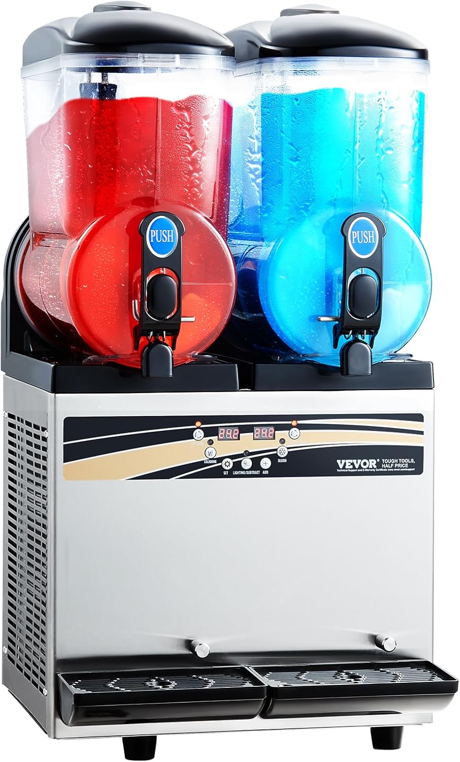 VEVOR Commercial Slushy Machine, 15Lx2 Double Tank Margarita Machine, 120 Cups Stainless Steel Margarita Smoothie Frozen Drink Machine, Slushie Machine for Party Restaurants Cafe Bars