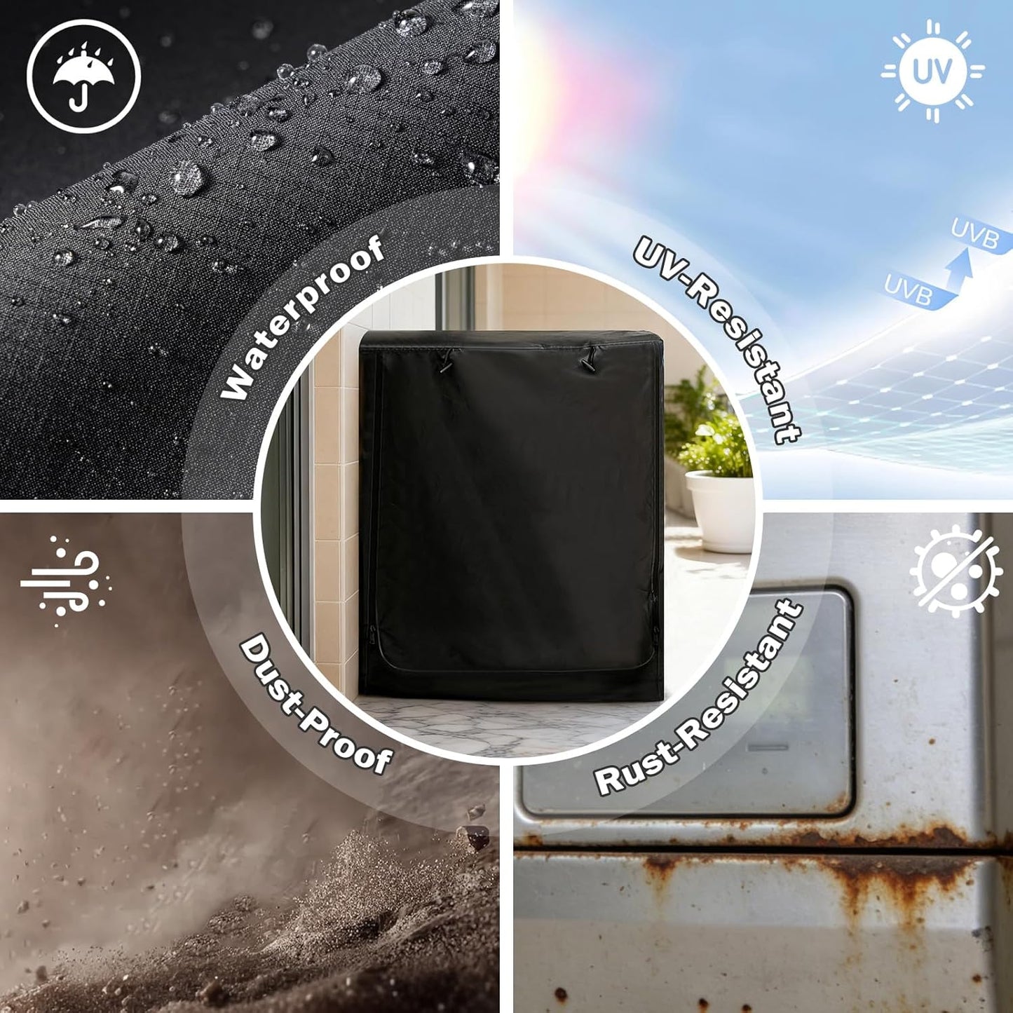 Washing Machine Cover - Heavy Duty Thick Oxford Fabric, Outdoor Waterproof/Dustproof/Anti-UV, Fits Most Front-Load Washer/Dryer, 33"D x 29"W x 39"H-2Pcs