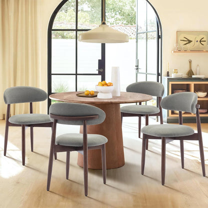 COLAMY Wooden Dining Room Chairs Set of 4, Modern Upholstered Fabric Dining Chairs, Farmhouse Kitchen Side Chair with Foot Pegs, Green