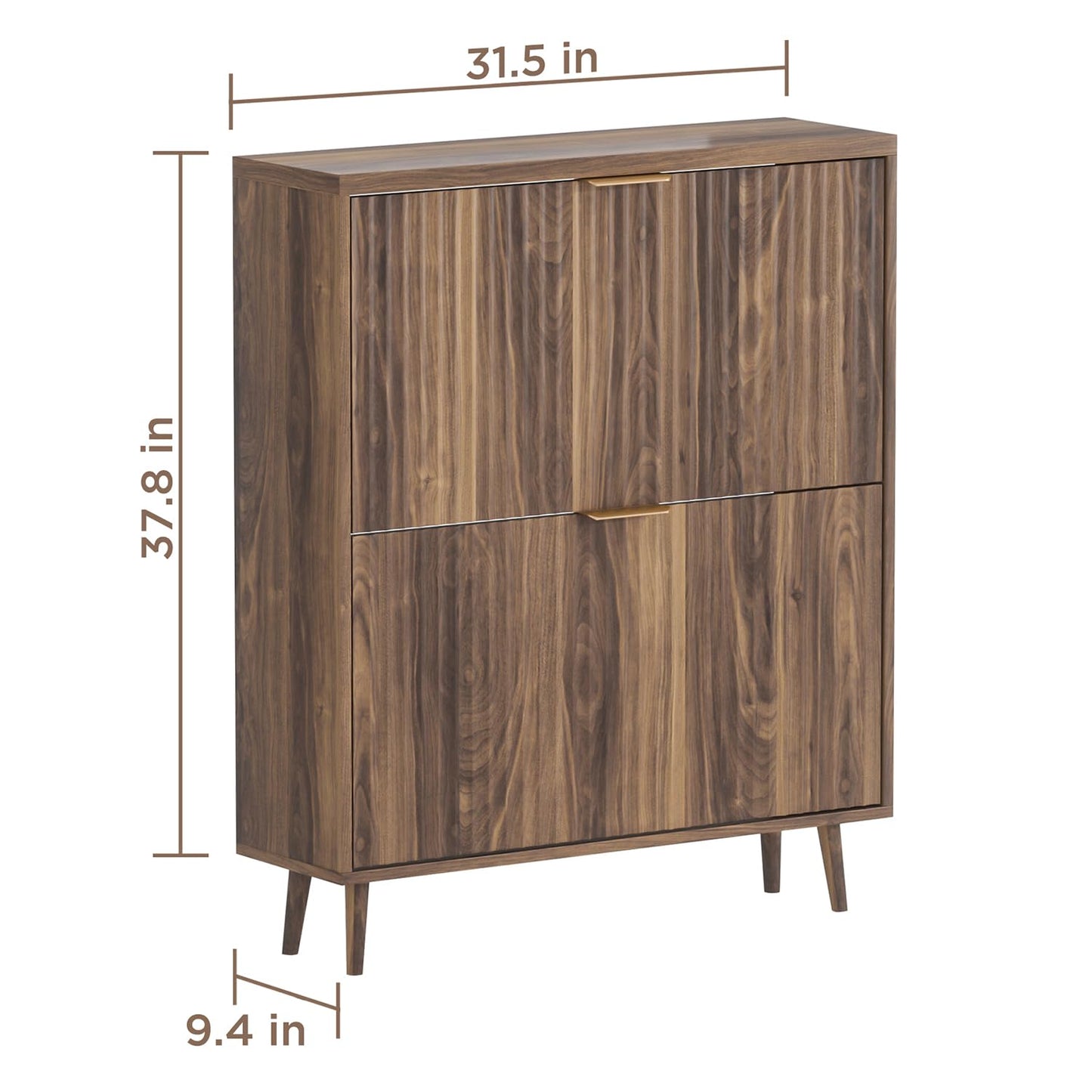 QIVOMIX Shoe Cabinet Storage - Modern Walnut Organizer with Drawers