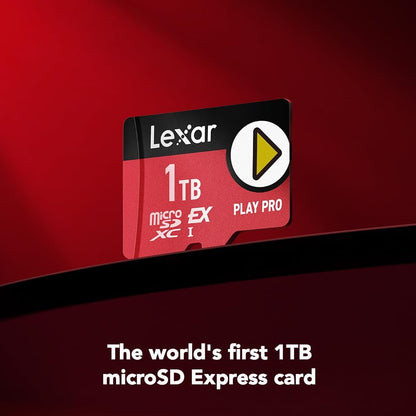 Lexar 1TB Play PRO microSD Express Card, UHS-I, C10, U3, V30, Full HD, 4K, Up to 900/600 MB/s Memory Card, Nintendo-Switch 2, ASUS ROG Ally, Steam Deck (LMSXPS0001T-BNNNU)