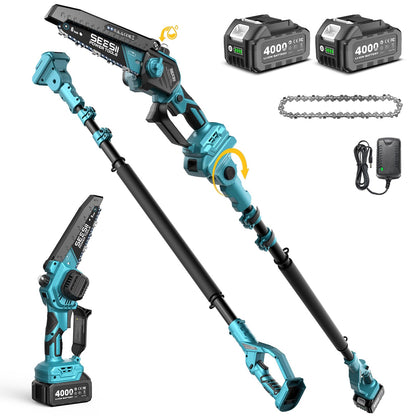 SEESII 2-in-1 Electric Pole Saw with Battery for Tree Trimming
