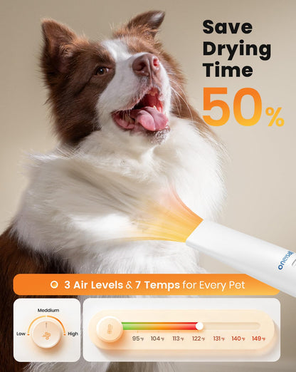 ONEISALL Dog Vacuum & Dryer for Shedding - 8 in 1 Grooming Kit