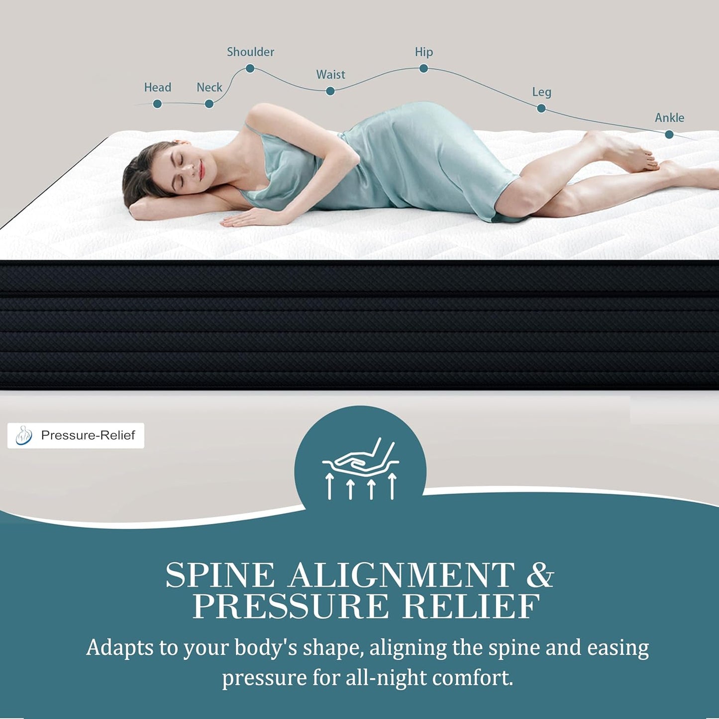 Sleepmax Extra Firm King Mattress 14 Inch - Deep Sleep Hybrid Mattress Pressure Relief - Deluxe Cooling Bed in Box for Back & Side Sleepers - CertiPUR-US Certified, 365-Night Trial, Forever Warranty