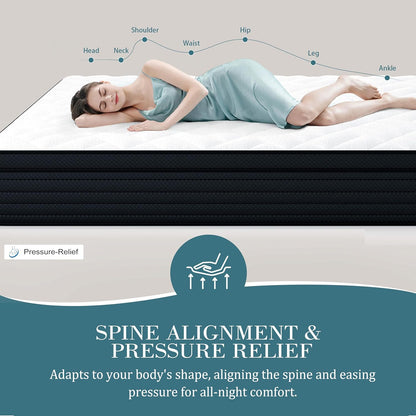Sleepmax Extra Firm King Mattress 14 Inch - Deep Sleep Hybrid Mattress Pressure Relief - Deluxe Cooling Bed in Box for Back & Side Sleepers - CertiPUR-US Certified, 365-Night Trial, Forever Warranty