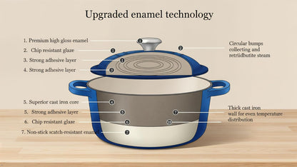 Cast Iron Dutch Oven Pot with Lid – Deep Cooking Pot for Bread, Stews, Casseroles – Oven Safe Cookware, Kitchen Essential & Wedding Gift – Compatible with All Heat Sources (Blue)