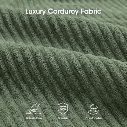 DreamDashio Futon Sofa Bed, 69 inch Futon Couch with Adjustable Backrest, Corduroy Convertible Sleeper Sofa Bed, Folding Sleeper Recliner for Apartment, Living Room, Office, Green