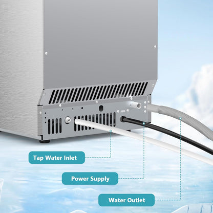 COWSAR Commercial Ice Maker Machine, Self-Cleaning Ice Machine for Home, Bar, Restaurant, Office and Outdoor .80Lbs/24H Freestanding Undercounter Ice Maker with 24Lbs Storage Capacity