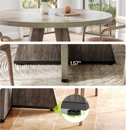 LITTLE TREE Round Dining Table for 4-6 People, 47 Inches Dining Room Table with Wooden Pedestal Base, Grey Dinner Tables, Circle Kitchen Tables for Dining Room, Kitchen, Living Room(Table Only)