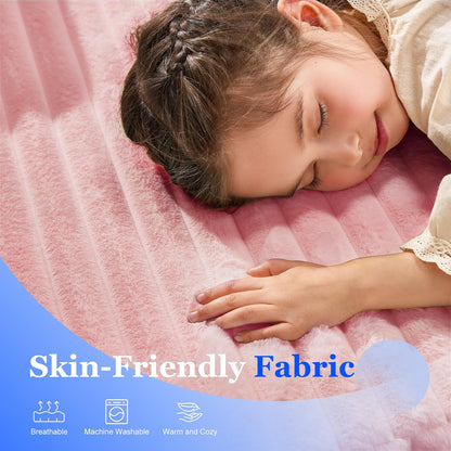 Hobestluk Couch Sofa 2-Seater Foam Sofa Loveseat for Small Spaces Comfy Sofas with Removable Cover Furry Couch with Pillows for Living Room, Bedroom, Apartment, Office (Pink, Loveseat)