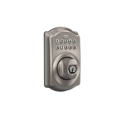 SCHLAGE Camelot Keypad Deadbolt Lock - Keyless Entry, Satin Nickel