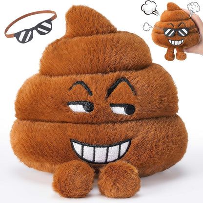 Farting Poop Plush Toy – Funny Poop Plush with 30 Hilarious Fart Sounds & Detachable Glasses, Perfect for Kids, Pets, Pranks, Gag Gifts, and Fun Decor for Home, Office & Parties