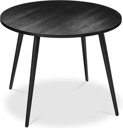 Best Choice Products Round 35.5in Dining Table for 4 w/Sturdy Wood Finish Steel Legs, Mid Century Modern, Space-Saving, Small Space Circle Dinette for Home, Kitchen, Apartment - Black