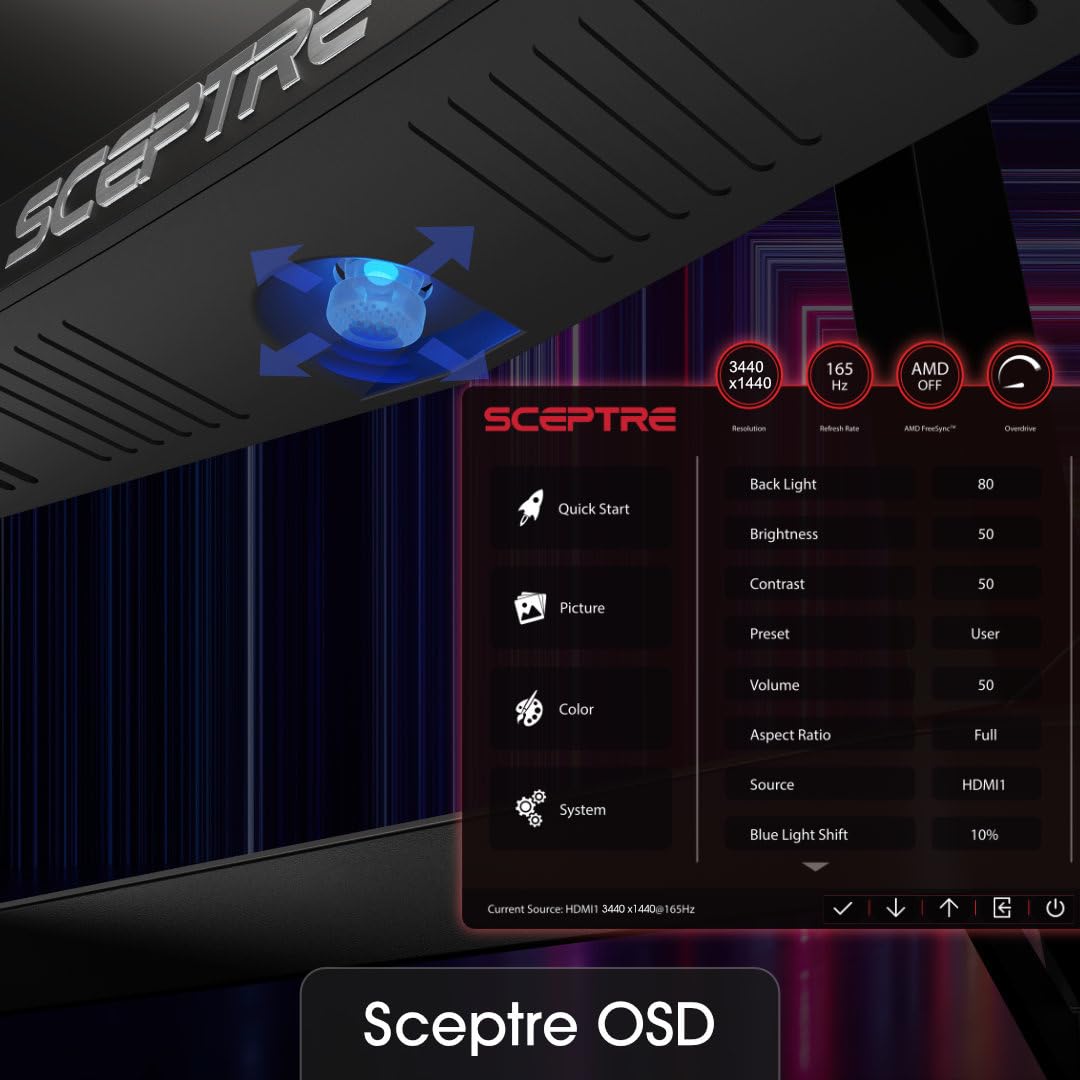 SCEPTRE 34-Inch Curved Ultrawide WQHD Monitor, 180Hz