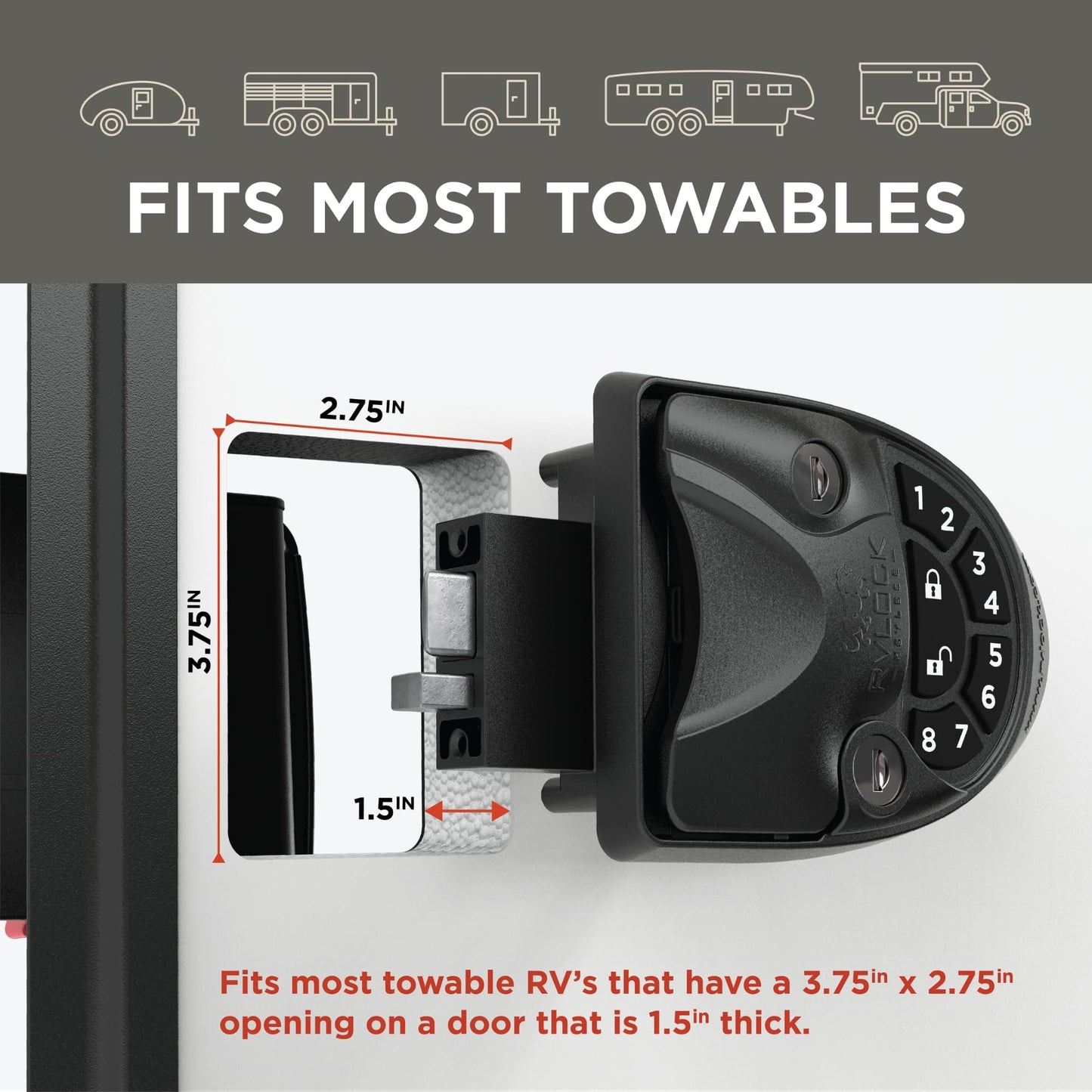 RVLOCK V4 Premium Metal RV Door Lock with Keypad & Remote