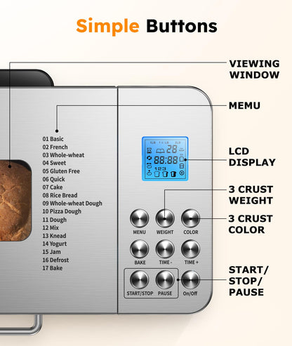 OSIPOTO 2LB Automatic Bread Maker Machine with Timer